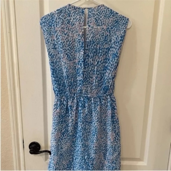 Sandro Dress Rebelle Silk Leopard Print Blue Pink - Picture 11 of 15